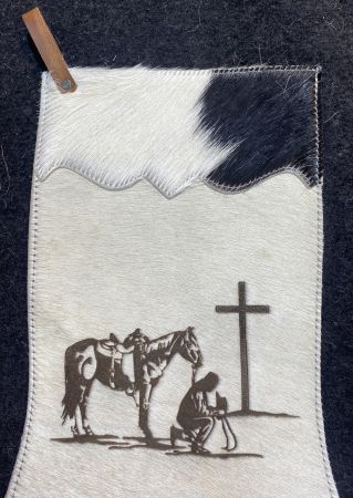 Showman Praying Cowboy Natural Cowhide Christmas Stocking #2